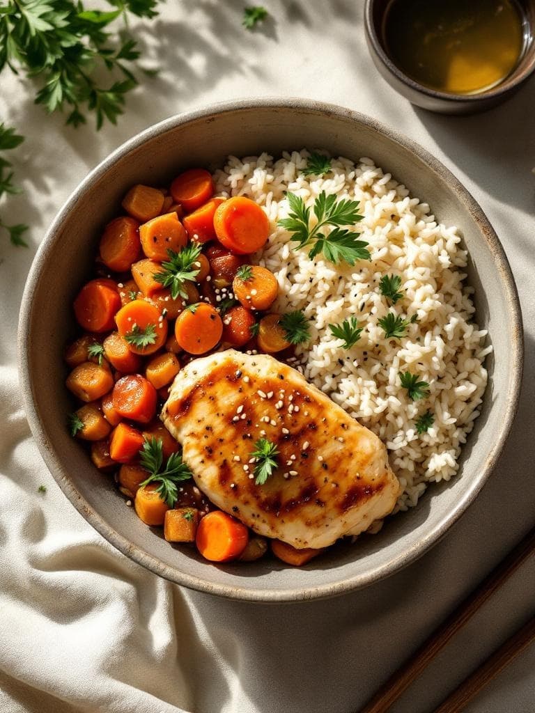 Hähnchen-Reis-Bowl nach dem Workout
