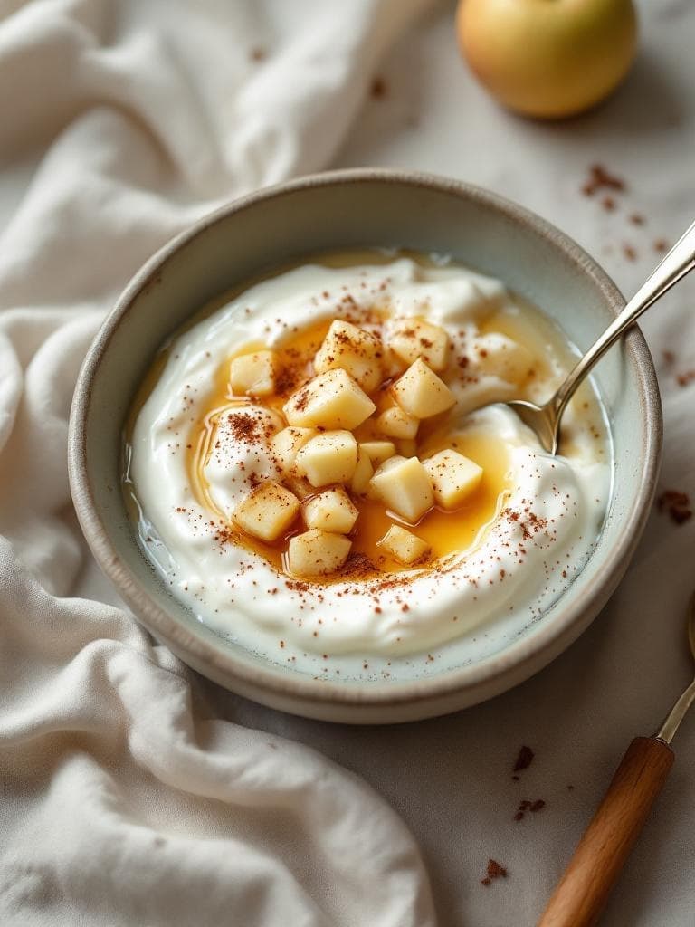 Quark mit geraspeltem Apfel und Zimt