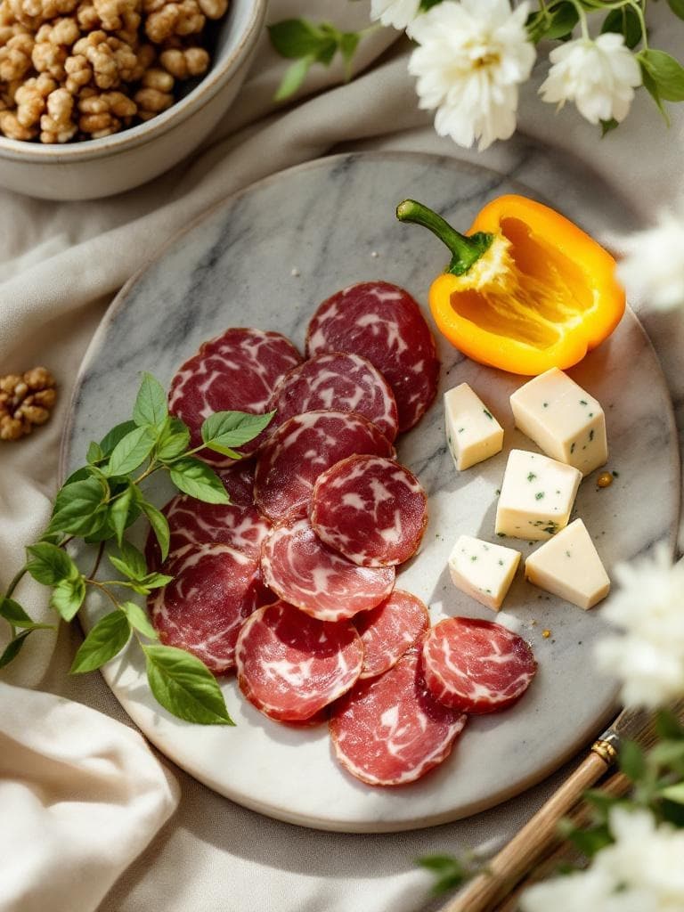 Salami-Paprika-Teller mit Käse