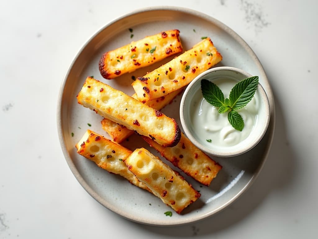 Airfryer-Halloumi-Sticks mit Gurken-Joghurt