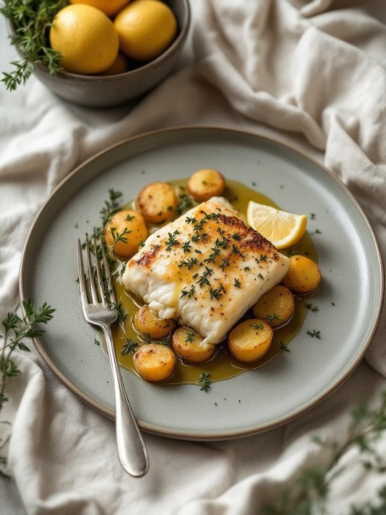 Kabeljau aus dem Ofen mit Zitronenkartoffeln