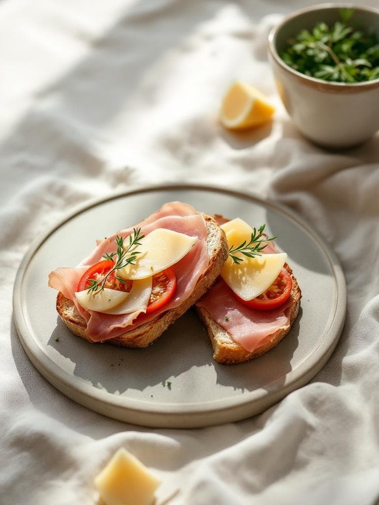 Roggenbrot mit Kochschinken und Gouda