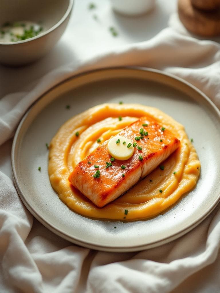 Lachs mit Süßkartoffelpüree nach dem Training