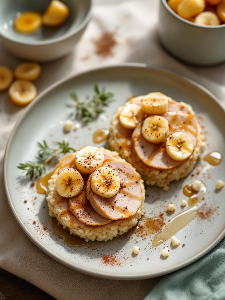 Putenbrust mit Reiswaffeln und Banane